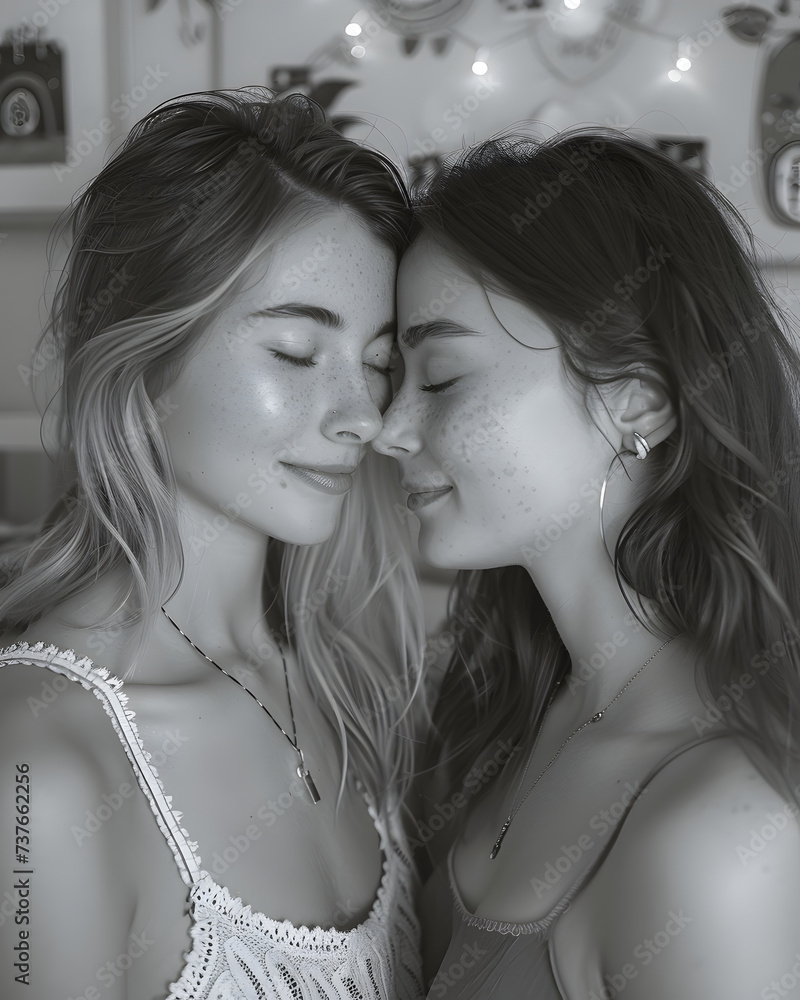 Fototapeta premium Expressions of Love and Passion: Intimate Moments of American Lesbian Couple