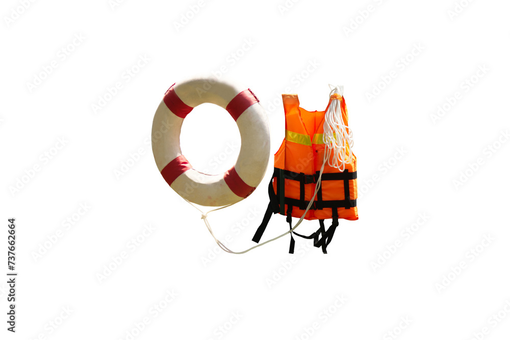 image-of-life-jacket-and-foam-lifebuoy-as-water-safety-equipment