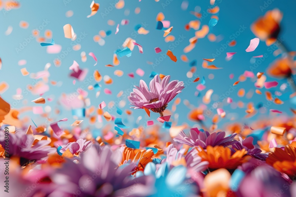 papers confetti falling in the bright blue sky professional photography background papers confetti falling in the bright blue sky professional photography background