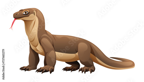 Komodo dragon cartoon vector illustration isolated on white background photo