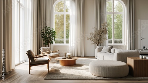 Scandinavian minimalism   interior design of modern elegant living room 