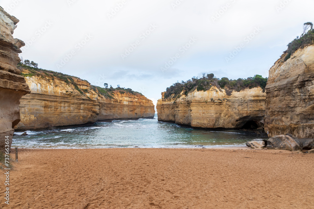 Photograph of rock formations and interesting scenery at Loch Ard Gorge in Port Campbell National Park on the Great Ocean Road in Victoria in Australia