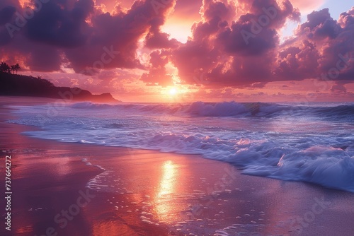 beautiful tropical sunset on ocean beach professional photography