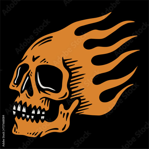 vector illustration artwork of fire skull head