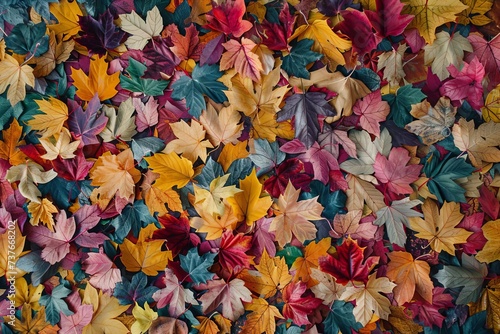 Background of vibrant autumn leaves Creating a colorful and textured tapestry that evokes the warmth and beauty of the fall season Ideal for seasonal themes and designs