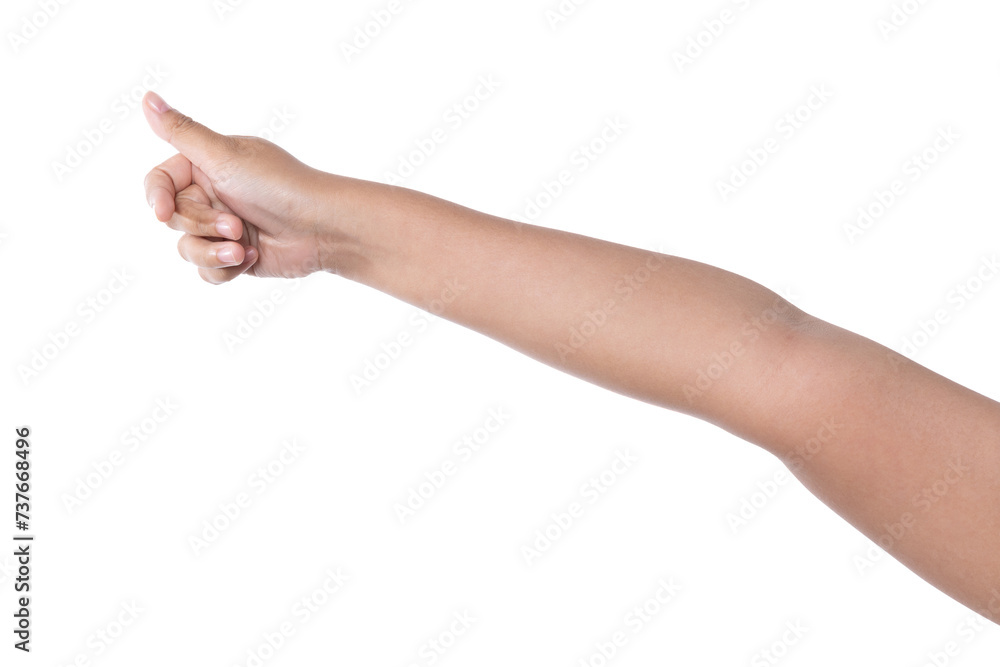 Young woman hand isolated on white background. Young woman hand isolated on white background.