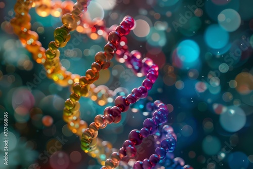 Colorful dna strand model Highlighting the vibrant and intricate structure of genetic material