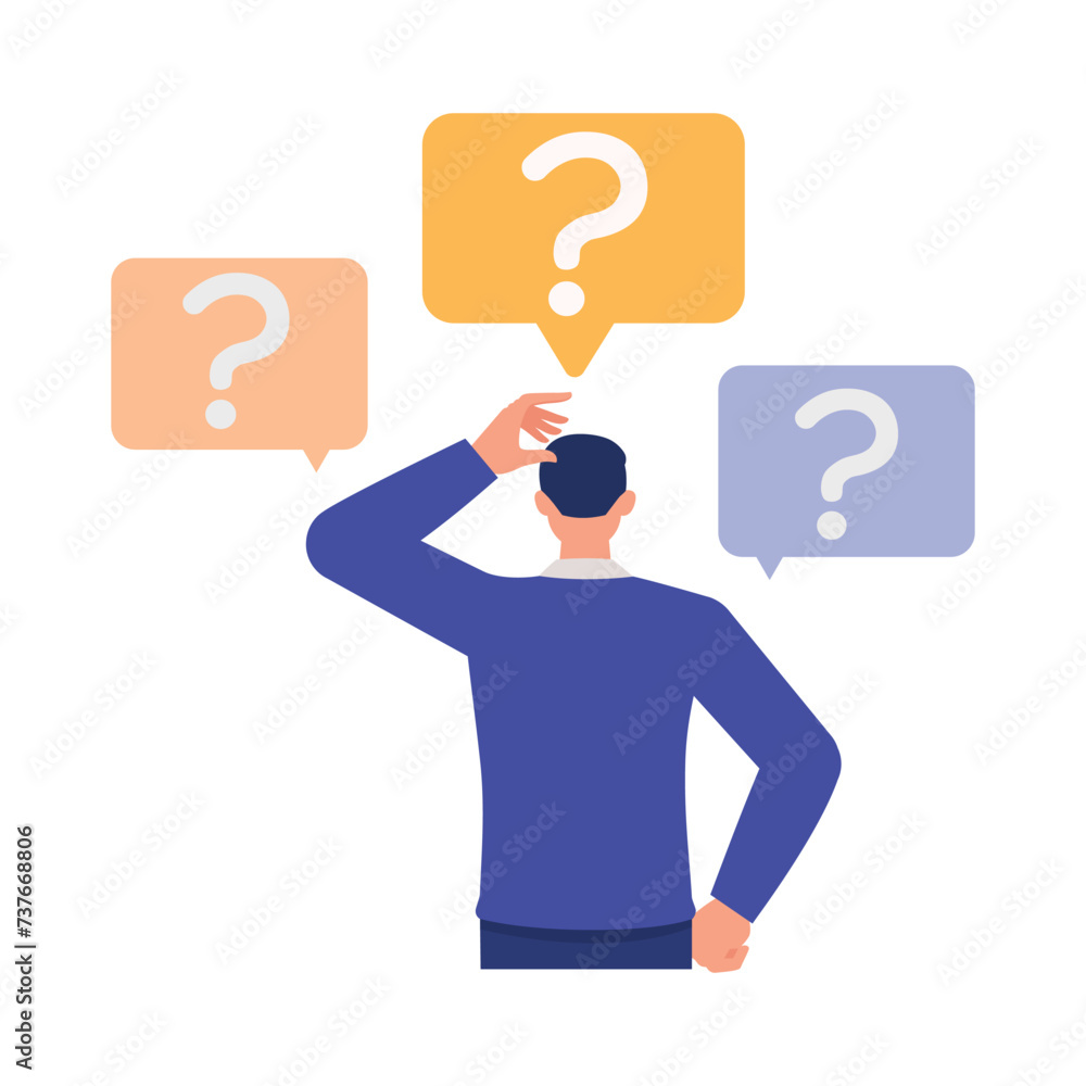 Inquiry illustration concept. Businessman asked questions character vector design. Inquiry illustration concept. Businessman asked questions character vector design.