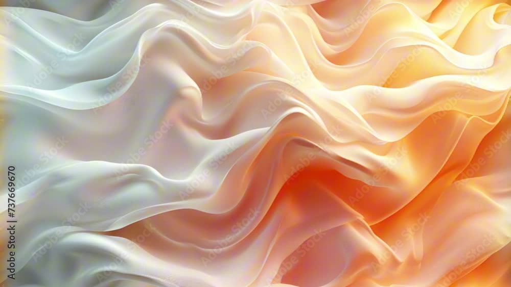 Soft Cream and Orange Satin Texture in motion graphic. Video animation of wavy fabric background. Soft Cream and Orange Satin Texture in motion graphic. Video animation of wavy fabric background.