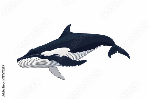 Illustration of a majestic whale Isolated on a white background Showcasing the beauty and grace of marine life in a minimalist and impactful way