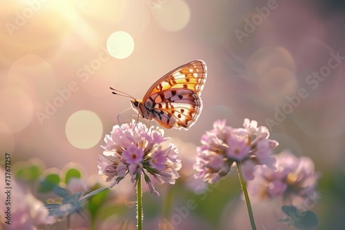 Nature close-up Clover beauty Summer butterflies Sunlit meadows Floral wonder Macro photography