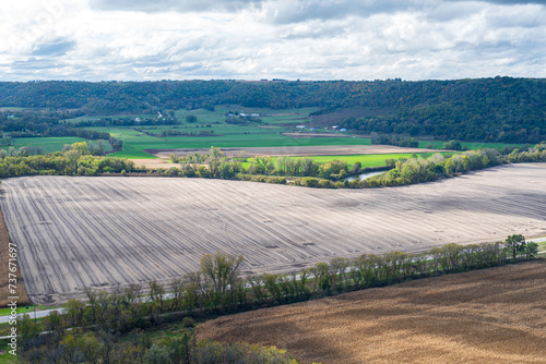 overlooking rushford peterson valley and farms from magelssen bluff park outside rushford minnesota photo