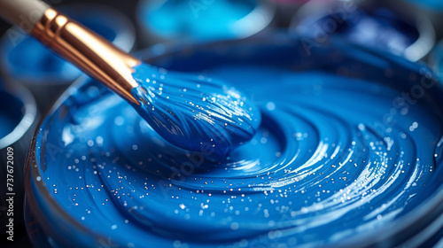 Texture of paint being stirred into a smooth glossy consistency by a wooden stick.