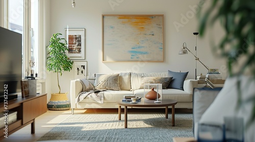 Interior design of modern contemporary living room inspired scandinavian elegance   © Faisal