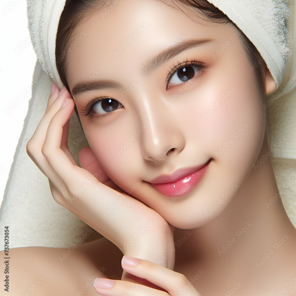Beauty image of Asian women Towel dry (skin care/body care/esthetic salon)