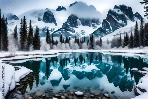 snow covered mountains