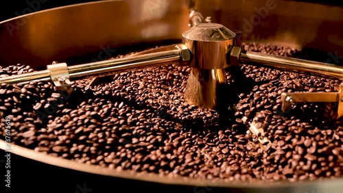 Cooling freshly roasted coffee beans.