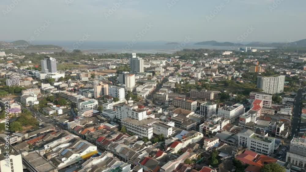 Aerial view of Phuket Old Town District. Aerial view of Phuket Old Town District.