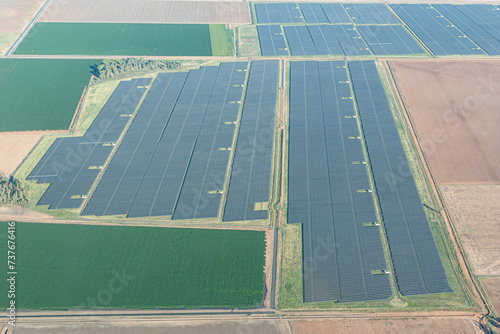 Large-scale solar farm panels on prime agricultural land