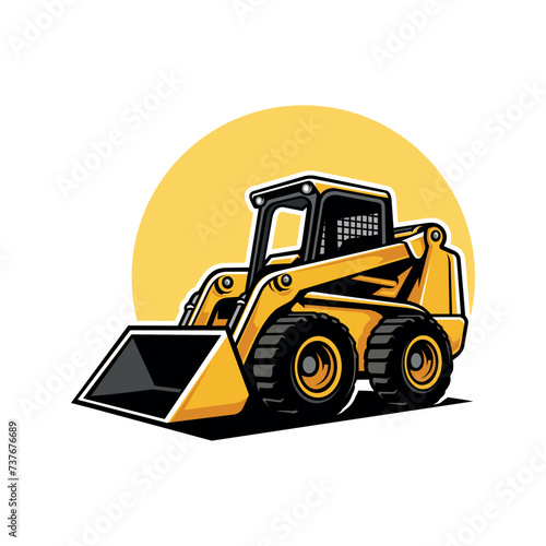 skid steer heavy equipment illustration vector