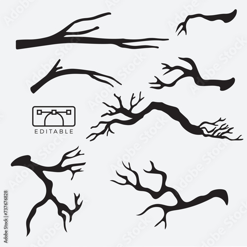 Wallpaper Mural Vector tree branches Silhouette Editable elements  Torontodigital.ca