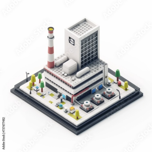 Science Laboratory Building Icon, on isolated white background, Generative AI
