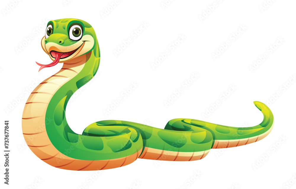 Fototapeta premium Snake cartoon vector illustration isolated on white background