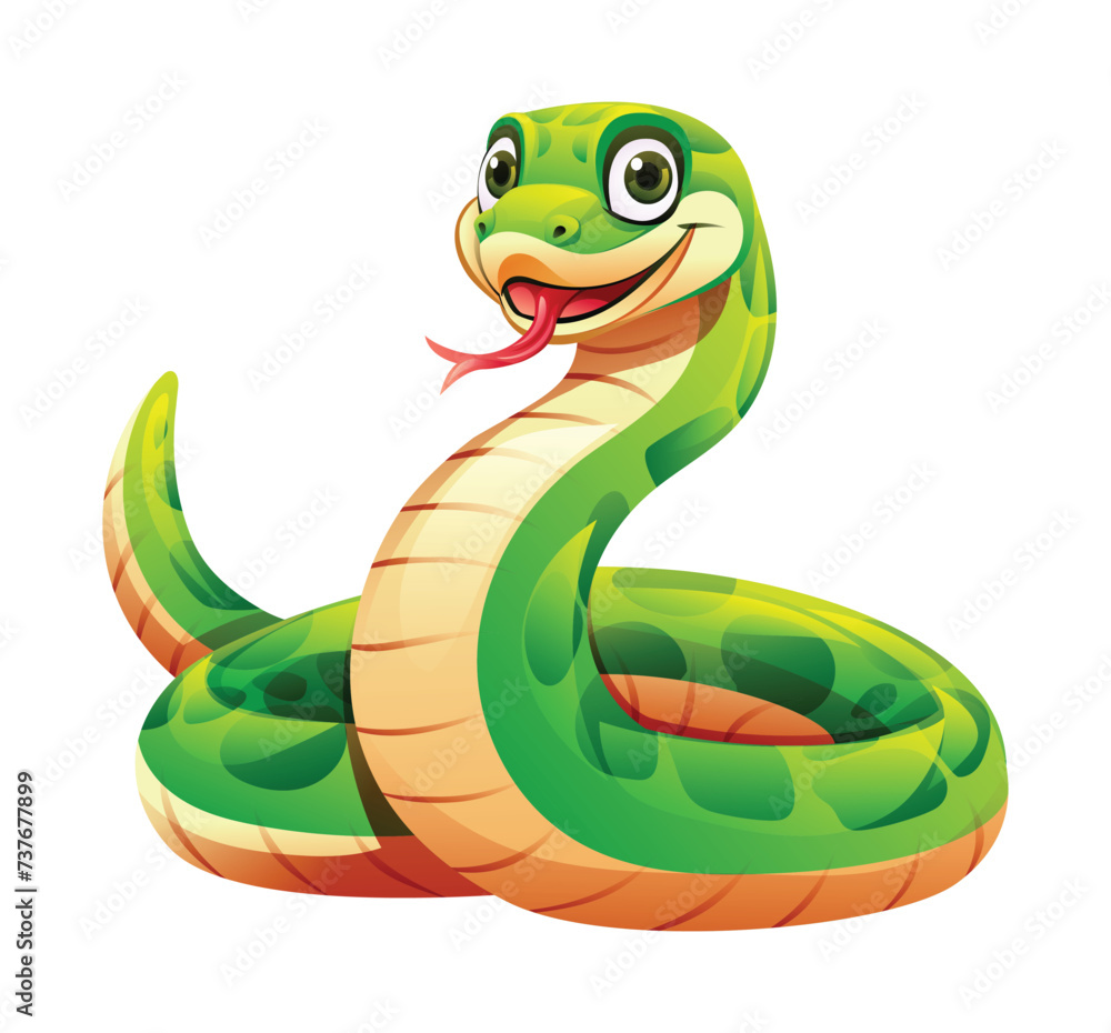 Fototapeta premium Cartoon snake vector illustration isolated on white background