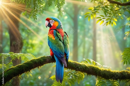 Colorful Little Parrot in the Forest