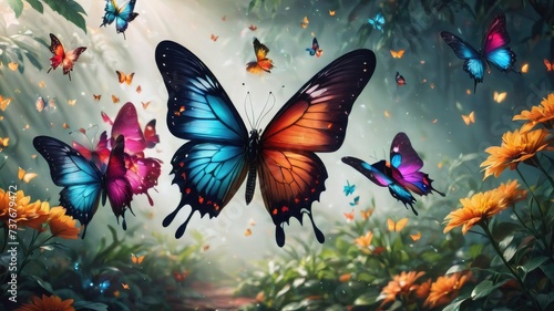Butterfly on flower, Butterfly wallpaper, Butterflies are flying on flowers and it is a natural background © Tilak