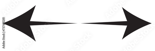 Left and right arrow, pointer, cursor in opposite direction. Intersection, navigation, forward-backward arrow element