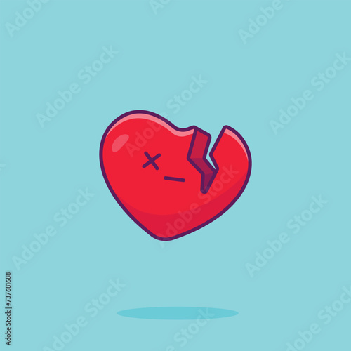 Broken heart cartoon vector illustration valentine concept icon isolated