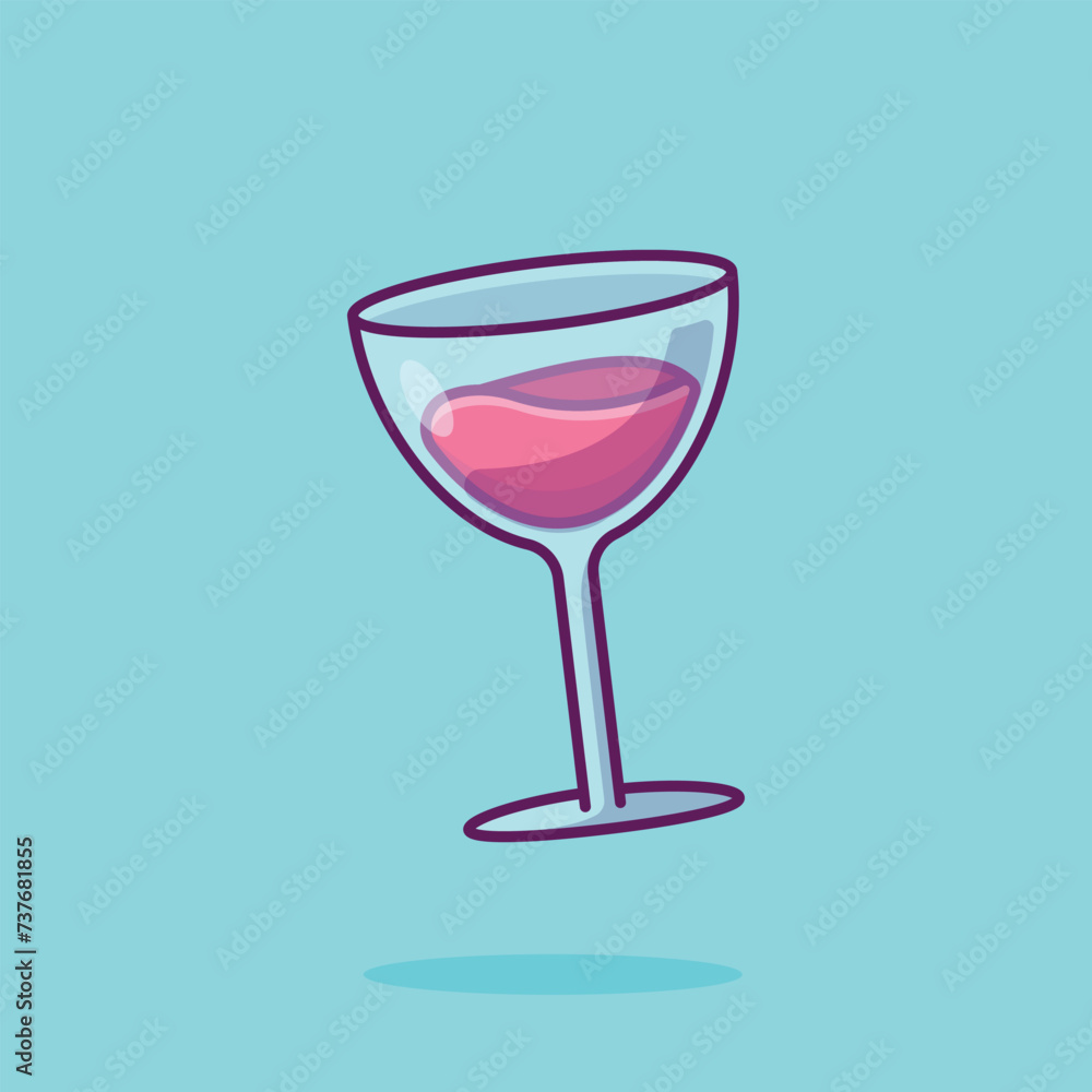 Glass of wine cartoon vector illustration valentine concept icon isolated Glass of wine cartoon vector illustration valentine concept icon isolated