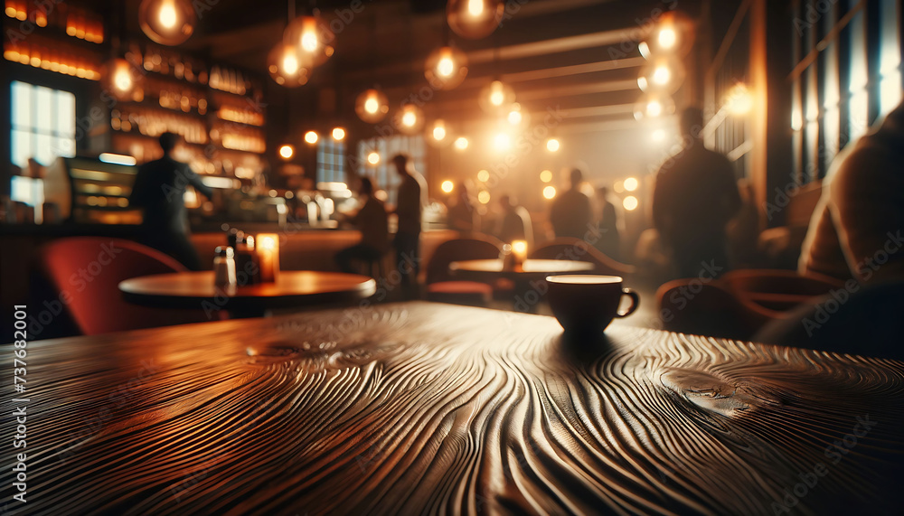 Blurred Cozy Cafe Interior with Wooden Tables and Warm Ambient Lighting Blurred Cozy Cafe Interior with Wooden Tables and Warm Ambient Lighting