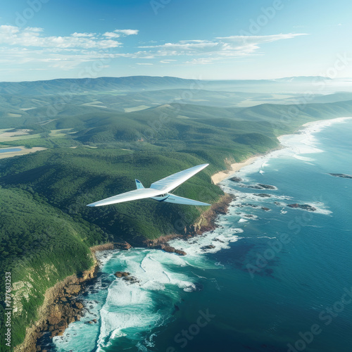 Hang Glider Over Scenic Coastline: Coastal Flight Dream