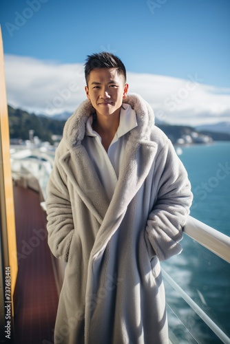 Man Standing on Boat Wearing Coat © we360designs