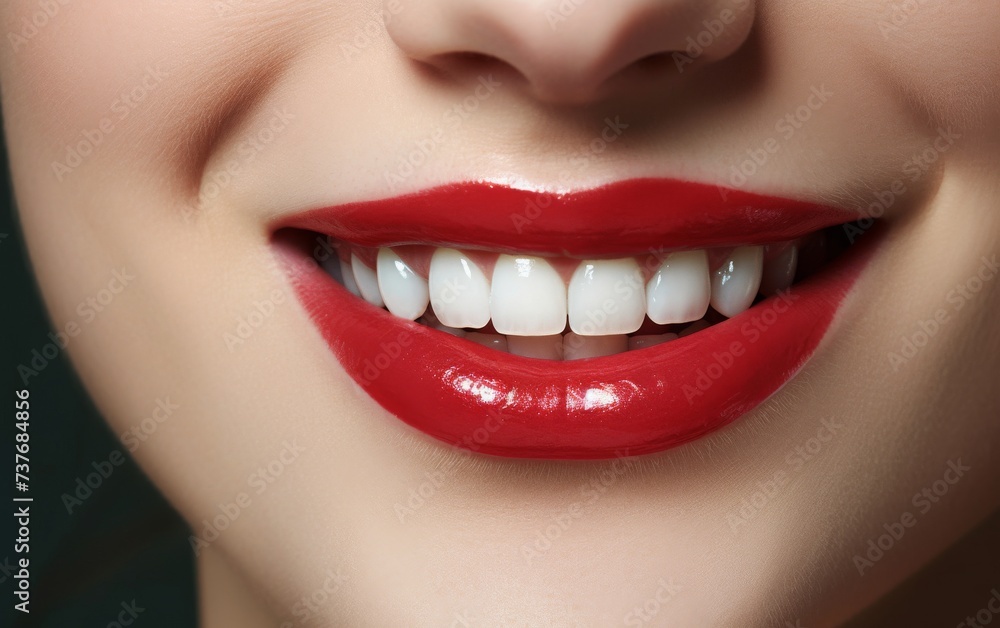 Close-Up of Womans Mouth With Red Lipstick Close-Up of Womans Mouth With Red Lipstick