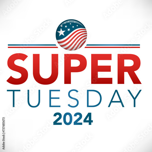 2024 Super Tuesday Banner - Vote, Government, and Patriotic Symbolism and Colors - Red White and Blue