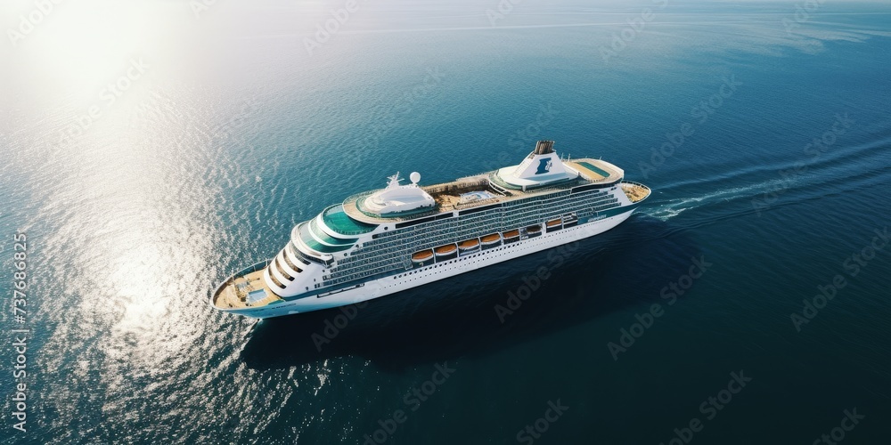 Fototapeta premium Cruise Ship Sailing Across the Vast Ocean