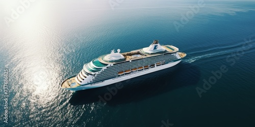 Cruise Ship Sailing Across the Vast Ocean © we360designs