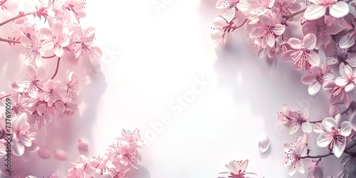 Sakura flowers frame with a copy space, spring floral decoration