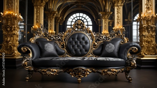Black and Gold Couch in Room © we360designs