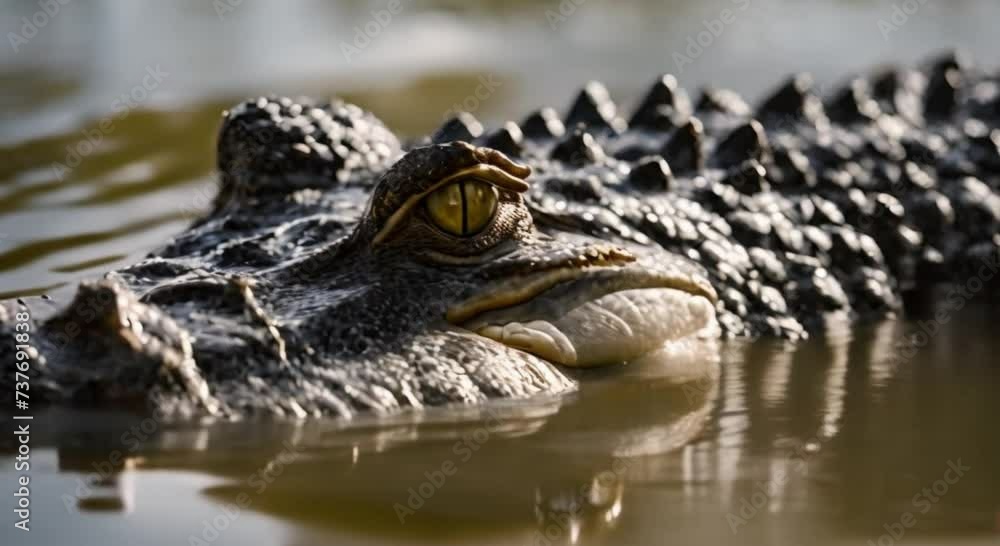 Crocodiles swim on the surface of the river Crocodiles swim on the surface of the river