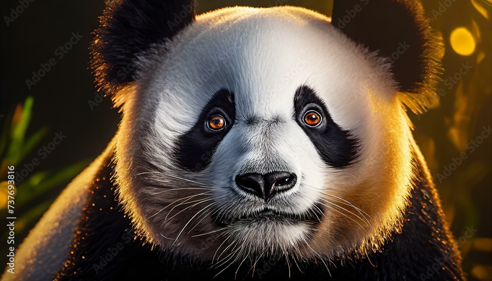 Fototapeta premium Panda's face, with intricate linework