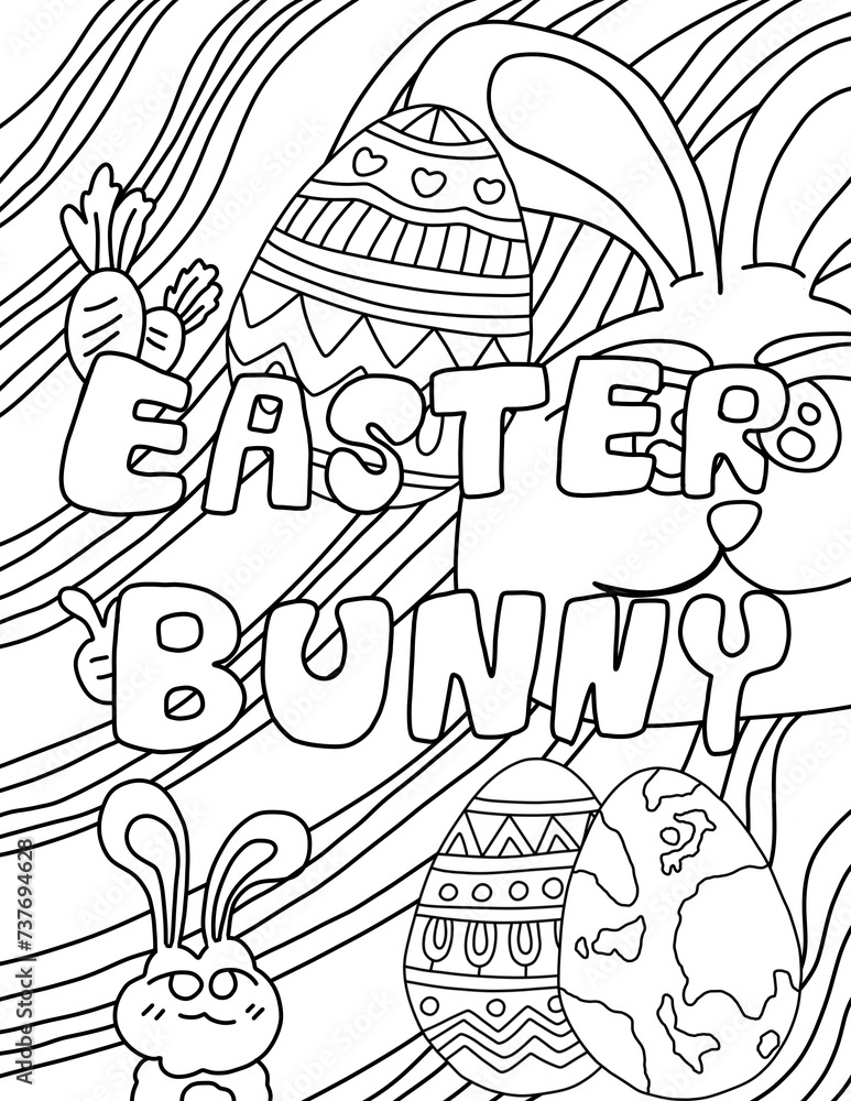 coloring page for children easter holiday easter bunny