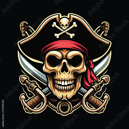 Skull pirate vector t shirt design