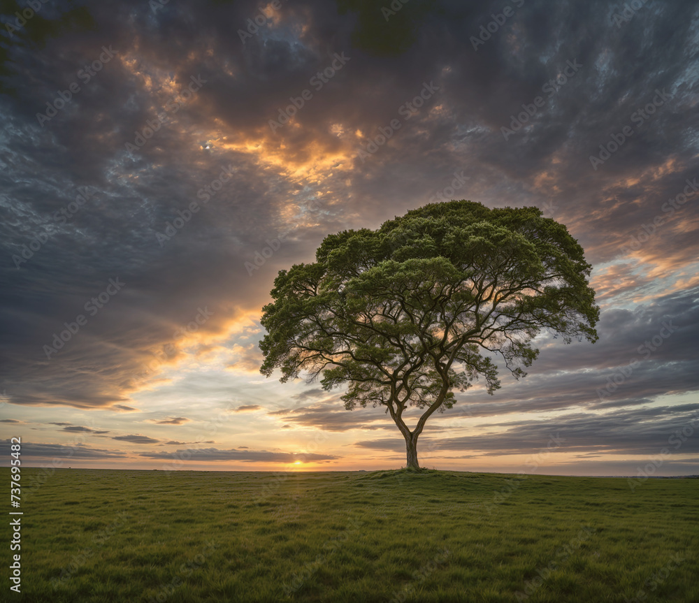 Sunset Tree Silhouette in Nature Landscape Sunset Tree Silhouette in Nature Landscape