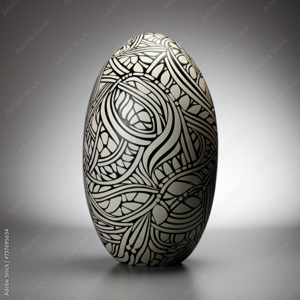 Elegant Decorative Egg with Celtic Knot Patterns on Gray Background
Elegant Decorative Egg with Celtic Knot Patterns on Gray Background