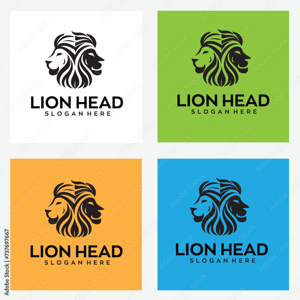 Lion head logo design with editable vector file
