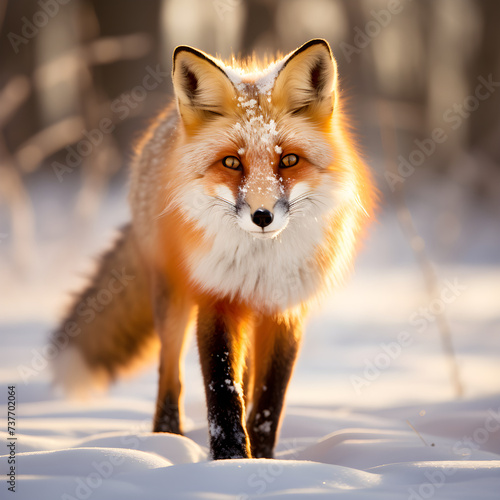 Winter's Majesty: A Captivating Image of a Red Fox in a Snowy Environment © Joel